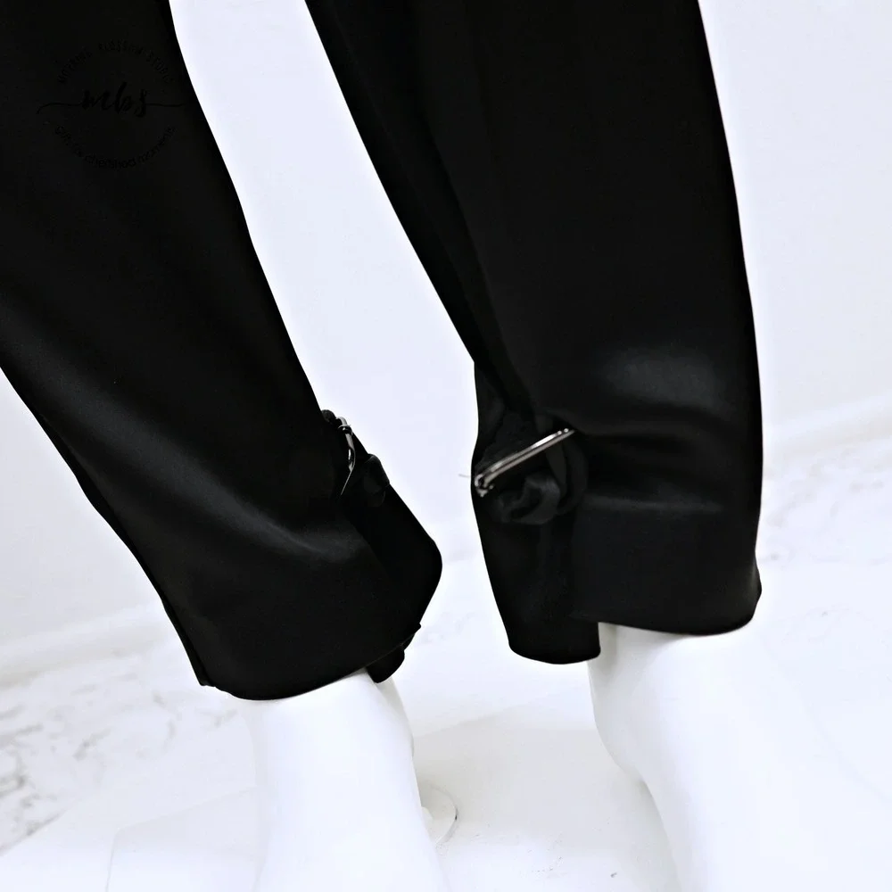 Babaton High-Waist Satin Cargo Pants Cinch Ankles Black Women 4_5